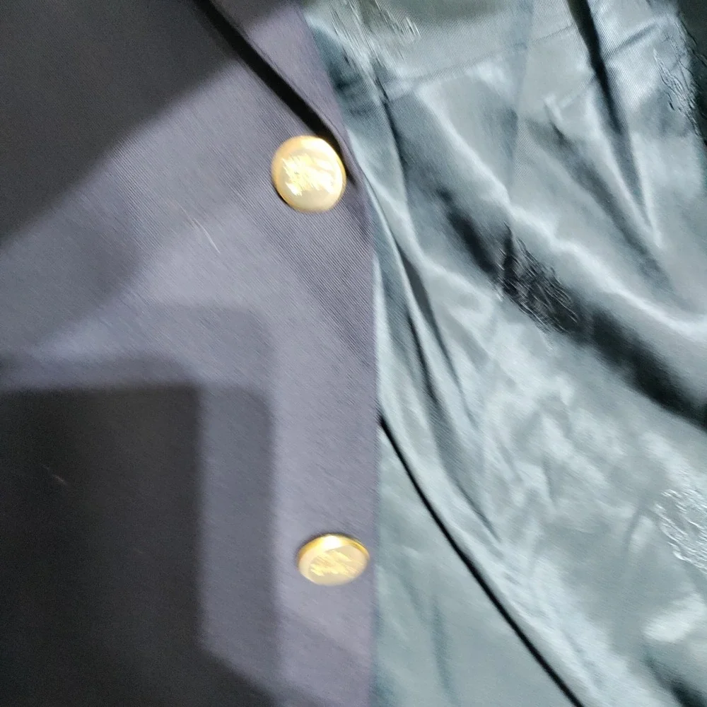 Vintage Burrbery Navy‎ Blue Mens Spots Coat 50in Chest